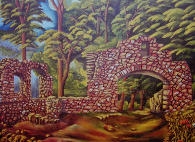 Burgruine Schwarzenberg, 1975, Öl-Leinen, 70x50.jpg
